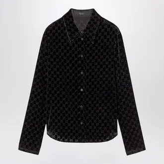 Gucci GG stretch d&eacute;vor&eacute; velvet shirt