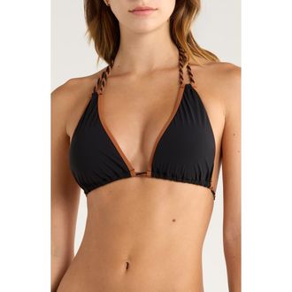 Reiss Effie Bikini Top in Black/Brown at Nordstrom Rack, Size 8 Us / 12 Uk