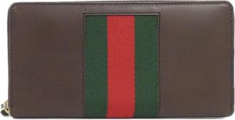 Gucci Brown Leather Long Wallet (Bi-Fold) (Pre-Owned)