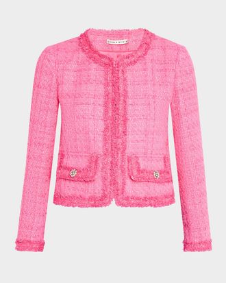 Alice & Olivia Landon Cropped Tweed Jacket