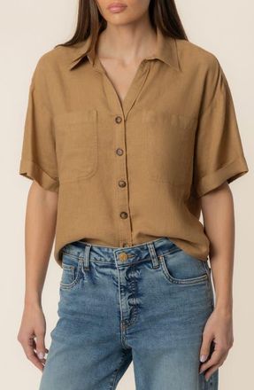 Kut from the Kloth Brianna Boxy Shirt in Wood at Nordstrom, Size X-Large