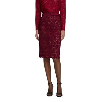 Self Portrait Midi Skirts, female, Red, Size: XS Guipure Lace Midi Skirt