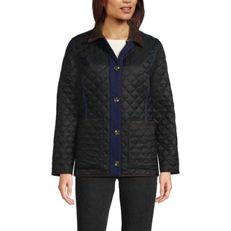 Lands End Reversible Barn Quilted Jacket in Black/navy Plaid at Nordstrom, Size X-Large