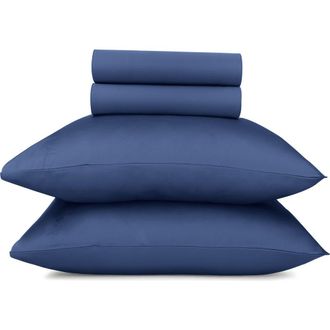 California Design Den Signature Comfort 100% Egyptian Cotton Soft Sateen Sheet Set in Navy Blue at Nordstrom, Size Queen