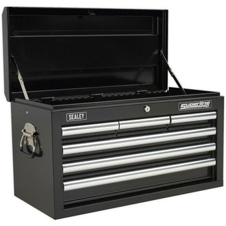 Loops 660 x 315 x 375mm BLACK 6 Drawer Topchest Tool Chest Lockable Storage Cabinet