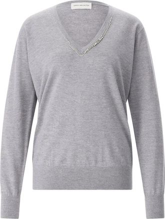 Dries Van Noten V-hals Truien - Dames - V-hals truien - Grijs - M - Wol - Truien & Vesten