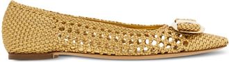 Ferragamo New Vara flat ballerina shoes - women - Lambskin/Goat Skin - 5.5C - Gold
