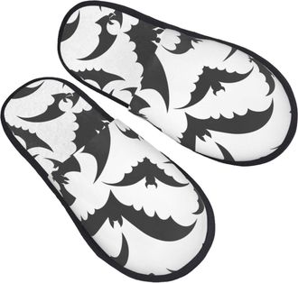 Generic Slippers For Men Bat Silhouettes House Slippers For Women Lining Adults Shoes For Indoor Outdoor, For Home, Hotel, Travel, L