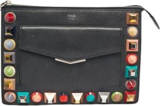 Fendi Pre-owned Clutches, female, Black, Size: ONE SIZE Pre-owned Leather Clutch