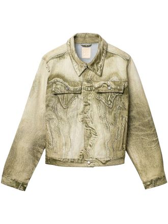 Camperlab swirl-print denim jacket - unisex - Recycled Cotton/Organic Cotton - L - Green