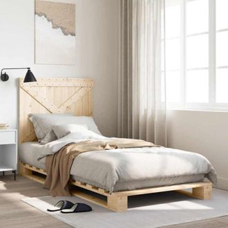 vidaXL Bed Frame without Mattress with Headboard 90x200 cm Solid Wood Vidaxl