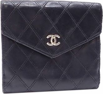 Chanel Matelasse Black Leather Wallet (Bi-Fold) (Pre-Owned)