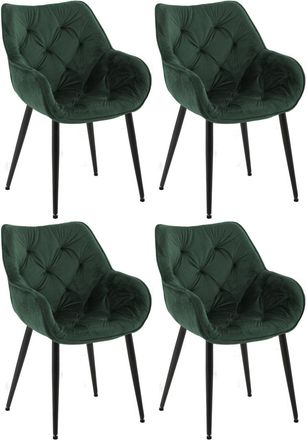 Clp Set de 4 sillas con patas de metal y asiento en terciopelo verde
