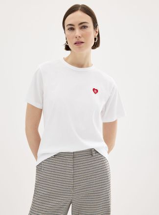 HUGO BOSS Womens Embroidered heart casual T-shirt