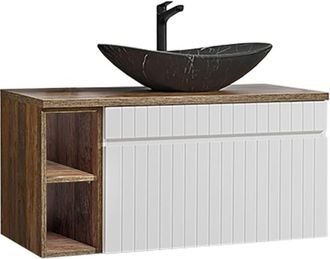 Petits Meubles Mueble lavabo simple 100 cm 2 nichos tableros laminados blanco