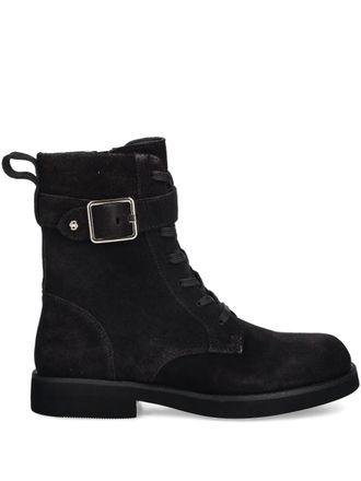 BOSS Combat boots met gesp en veters - Zwart