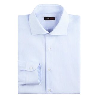 Fay Formal Shirts, male, Blue, Size: 2XL French Collar Travel Shirt