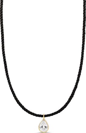 SHYMI Cord Necklace with Fancy Shape Pendant -.925 Sterling Silver, 14k Gold-Plated - Rhodium Plated, Cubic Zirconia, Adjustable Chain