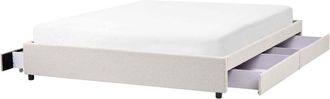 Beliani Beliani - Letto matrimoniale in Tessuto beige chiaro con Cassetti 180 x 200 cm Montpellier