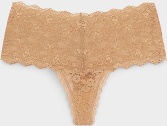 Miiyu Womens Scalloped lace high-waist thong Recycled nylon