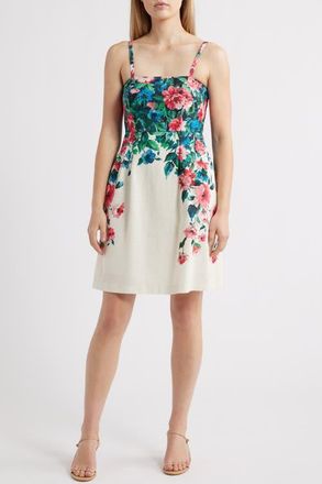 Tahari by ASL Placed Floral Dress in Cream Multi at Nordstrom, Size 10P