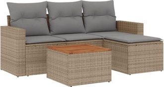 vidaXL Vidaxl - Juego De Sof&aacute;s Jard&iacute;n Con Cojines Beige Mezcla 5 Pzas Rat&aacute;n Pe