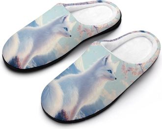 Generic Fox Japanese Mount Fuji Womens Slippers Warm House Slippers Indoor House Shoes with Anti-Skid Rubber Sole