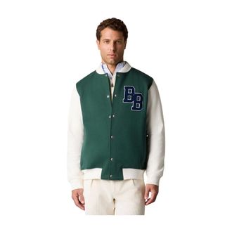 Brooks Brothers Jassen, Heren, Groen, L, Katoen, Terry Logo Katoenen Varsity Jas