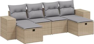 vidaXL Vidaxl - Juego De Sof&aacute;s Jard&iacute;n Con Cojines Beige Mezcla 6 Pzas Rat&aacute;n Pe