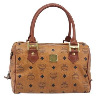 MCM Visetos Logogramme Leather Brown Leather Handbag (Pre-Owned)