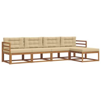 vidaXL Conjunto De Sof&aacute;s De Exterior Con Coj&iacute;n 5 Pcs Natural Y Beige Vidaxl