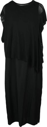 Yohji Yamamoto Black Layered Cupro Tunic Dress