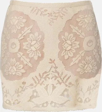 Valentino Floral cotton-blend miniskirt
