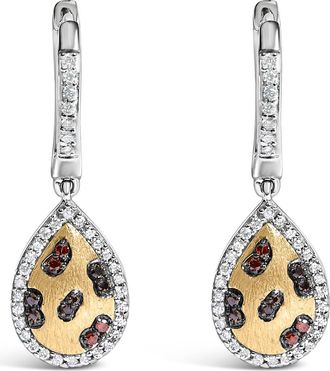 House of Brilliance 10K Yellow Gold Plated Sterling Silver 1/3 Cttw Multi Color Diamond Pear Shape Dangle Earrings at Nordstrom