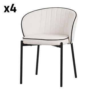 ML Design 4x Sillas de comedor beige con revestimiento de tela y respaldo