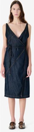 Iro Rania Wrap Dress in Satin Denim at Nordstrom, Size 34 Eu