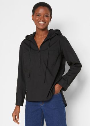 Bonprix Tunika BONPRIX, Damen, Gr. 38, schwarz, Obermaterial: 100% Baumwolle, l&auml;ssig geschnitten, Tuniken Tunika, mit Kapuze, l&auml;ssig geschnitten, mit langem A