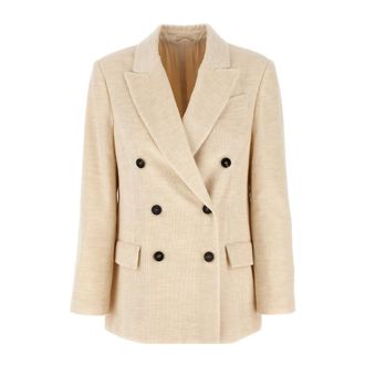 Brunello Cucinelli Brunello Cucinelli, Blazers, male, Beige, Size: XS Corduroy Double-Breasted Blazer