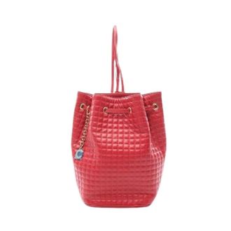 Celine Pre-owned Bucket Bags, female, Red, Size: ONE SIZE Pre-owned C Charm Leather Backpack