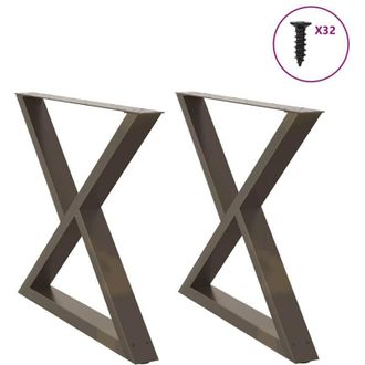 vidaXL Vidaxl - Patas Para Mesa De Comedor (2 Unidades, Acero Natural, 90 X 72-73,3 Cm)