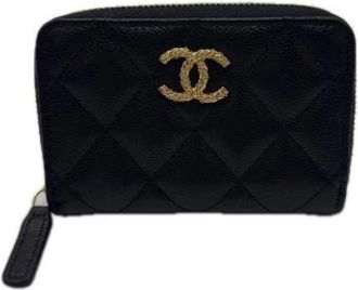 Chanel Pre-owned Matelasse Portemonnee - Dames - Vintage Accessoires - Zwart - ONE Size - Leer - Vintage
