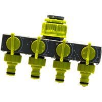 OEM Distribuidor De Riego De 4 V&iacute;as - Con V&aacute;lvula De Grifo, Caudal De Agua Ajustable, Adaptador Para Riego De Jard&iacute;n - Verde - Crezuo