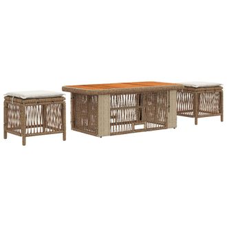 vidaXL Conjunto De Comedor De Jard&iacute;n Con Coj&iacute;n 4 Pcs Beige Y Crema Vidaxl