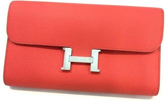 Herm&egrave;s Pink Epsom Leather Long Wallet (Bi-Fold) (Pre-Owned)