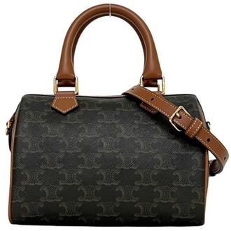 Celine Brown Pvc Leather Boston Bag (Pre-Owned)