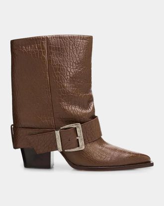 Schutz Parker 85MM Buckled Leather Booties