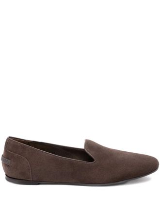 Brunello Cucinelli Brunello Cucinelli Womens Suede Loafers - Dark Brown - Size EU 41