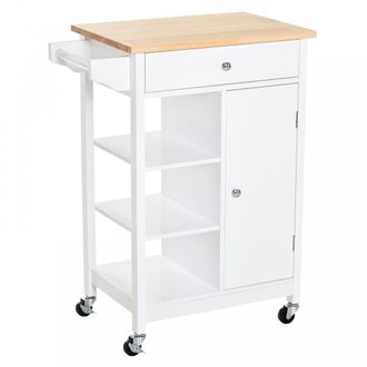 HOMCOM Kitchen Storage Trolley White | TJ Hughes