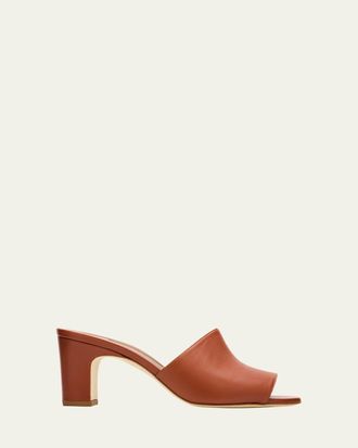 Manolo Blahnik 70mm Rapallabar Leather Mules