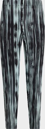 Homme Pliss&eacute; Issey Miyake Mens Brushstroke Stripe Pleated Trousers